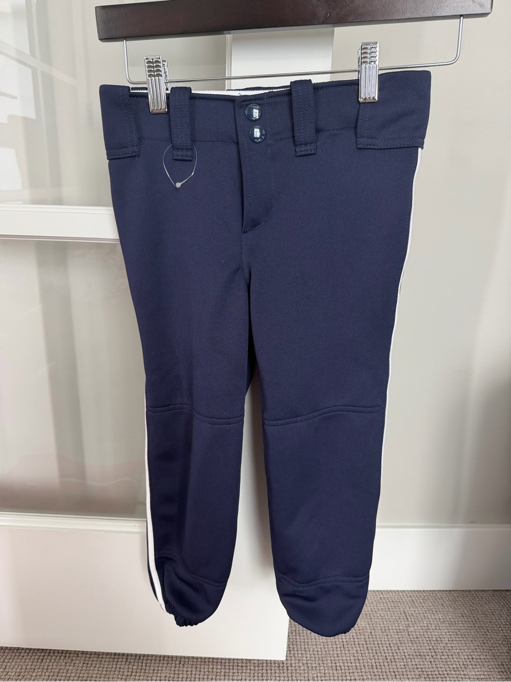 Girl’s Mizuno Softball Pants Navy with White Side Stripe - NWOT